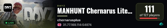 MANHUNT Chernarus Lite #2 [1PP] WIPE 12.09 live status badge