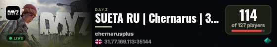 SUETA RU | Chernarus | 3PP | PVP MORE LOOT | WIPE 12.09 live status badge