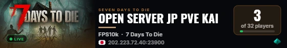 OPEN SERVER JP PVE KAI live status badge