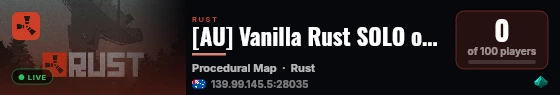 [AU] Vanilla Rust SOLO only live status badge