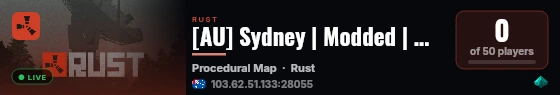 [AU] Sydney | Modded | Monthly Wipe live status badge