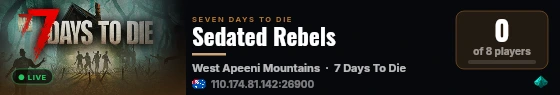 Sedated Rebels live status badge