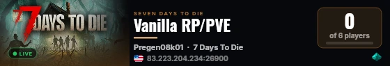 Vanilla RP/PVE live status badge