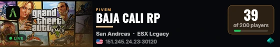 BAJA CALI RP   live status badge