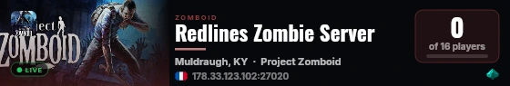Redlines Zombie Server live status badge
