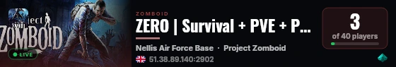 ZERO | Survival + PVE + PVP | New MP Server live status badge