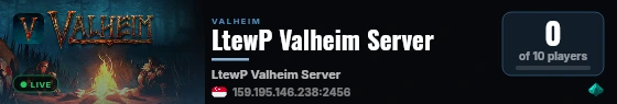 LtewP Valheim Server live status badge