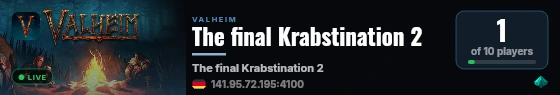 The final Krabstination 2 live status badge