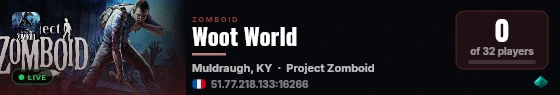 Woot World live status badge