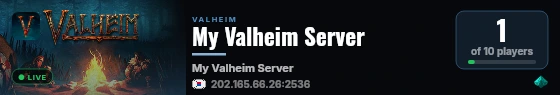 My Valheim Server live status badge