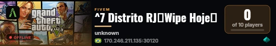 ^7 Distrito RJ⌠Wipe Hoje⌡ live status badge