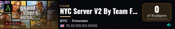 NYC Server V2 By Team Fivem Hub live status badge