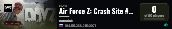 Air Force Z: Crash Site #LootZones #Military #Danger live status badge