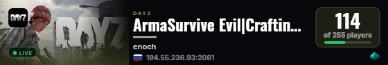 ArmaSurvive Evil|Crafting|Raid live status badge