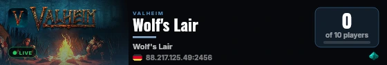 Wolf's Lair live status badge