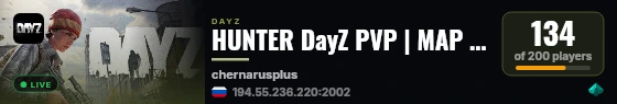 HUNTER DayZ PVP | MAP | LOOT+ live status badge