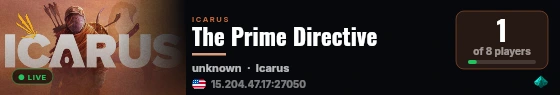 Indifferent Broccoli Icarus Server live status badge