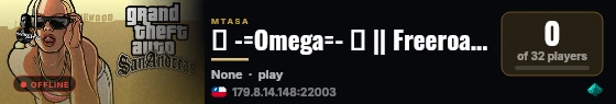 Ω -=Omega=- Ω || Freeroam Server live status badge
