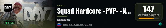 Squad Hardcore -PVP- -NO HUD- -VOICE COMMS- live status badge