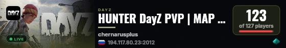 HUNTER DayZ PVP | MAP | PARTY live status badge