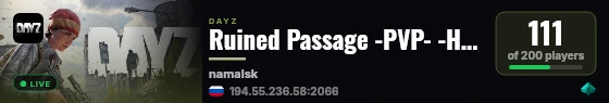 Ruined Passage -PVP- -HC- -SURVIVAL- -FIRST PERSON- live status badge