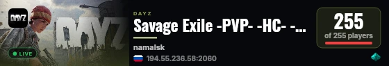 Savage Exile -PVP- -HC- -SURVIVAL- -LOOT-- live status badge