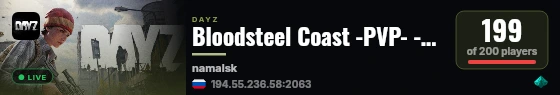 Bloodsteel Coast -PVP- -HC- -LOOT+- -NO SAFEZONE- live status badge