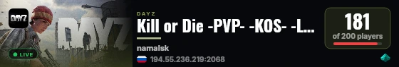 Kill or Die -PVP- -KOS- -LOOT+- -RAID- live status badge