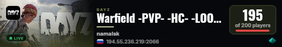 Warfield -PVP- -HC- -LOOT++- -BASEBUILDING- live status badge
