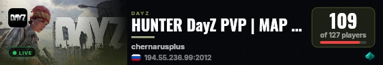 HUNTER DayZ PVP | MAP | LOOT+ live status badge