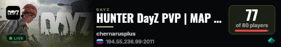 HUNTER DayZ PVP | MAP | LOOT+ live status badge
