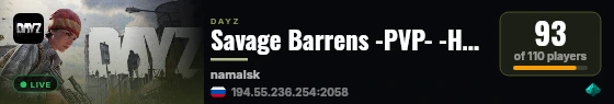 Savage Barrens -PVP- -HC- -NO TRADERS- -LOOT+- live status badge