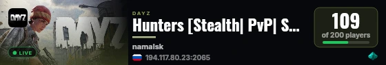 Hunters [Stealth| PvP| Survival| Scaveng| Track] live status badge