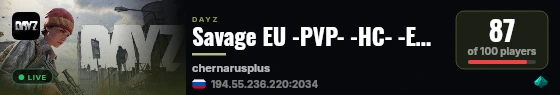 Savage EU -PVP- -HC- -EU- -LOOT+- -NO SAFEZONE- live status badge