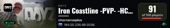 Iron Coastline -PVP- -HC- -LOOT+- -BASE RI- live status badge
