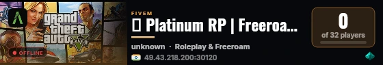 🏆 Platinum RP | Freeroam + RP | 🔒 Friends Only live status badge