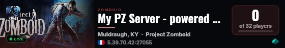 My PZ Server - powered by Sophie live status badge
