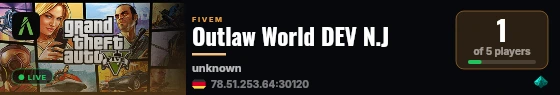 Outlaw World DEV N.J live status badge