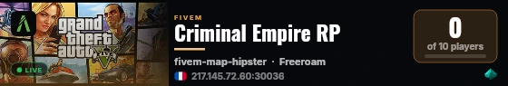Criminal Empire RP live status badge