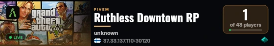 Ruthless Downtown RP live status badge