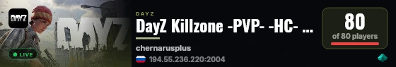 DayZ Killzone -PVP- -HC- -NO SAFEZONE- -LOOT+- live status badge