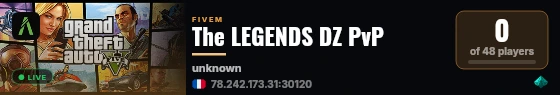 The LEGENDS DZ PvP live status badge