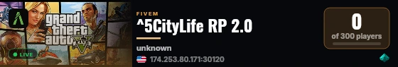 ^5CityLife RP 2.0 live status badge