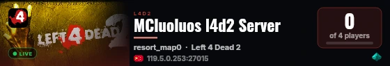 MCluoluos l4d2 Server live status badge