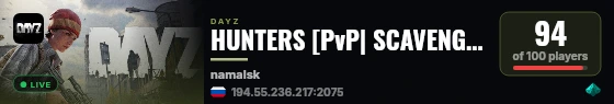 HUNTERS [PvP| SCAVENGE| SURVIVAL| TRACK] live status badge