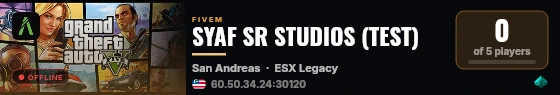 SYAF SR STUDIOS (TEST) live status badge