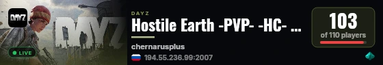 Hostile Earth -PVP- -HC- -MODDED- -LOOT+- live status badge