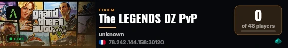The LEGENDS DZ PvP live status badge