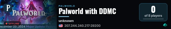 Palworld with DDMC live status badge