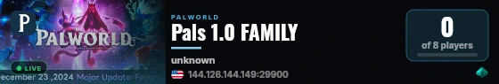 Pals 1.0 FAMILY live status badge